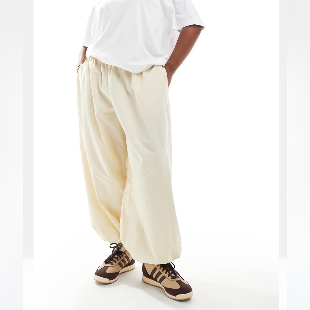 ASOS Curve Poplin Pants Size 20 Yellow Pull-On High Rise Wide Leg Utility - Picture 3 of 5